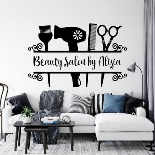 Custom Name Beauty Salon Wall Stickers Vinyl Makeup Room Wall Decals For Exquisite Girls Bedroom Eyebrows Store Fine Decor LL712