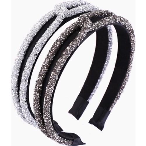 Fashion Ladies Sweet Rhinestones Band Twist Headband Simple Elegant Hair Accessories Women and Girls Proms Party Shiny Hairband