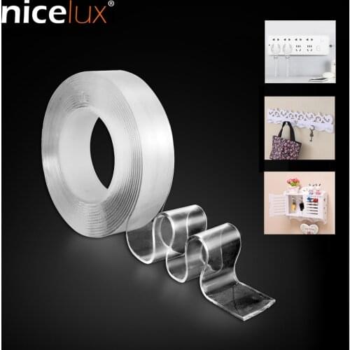 1/2/3/5m Transparent Magic nano-tape Washable Reusable Double-Sided tape Adhesive Nano Sticker Removable Universal Disks Glue