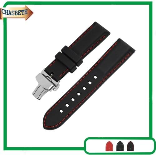 Silicone Rubber Watch Band for Fossil 18mm 20mm 22mm 24mm Men Women Resin Strap Belt Wrist Loop Bracelet Red + Spring Bar + Tool