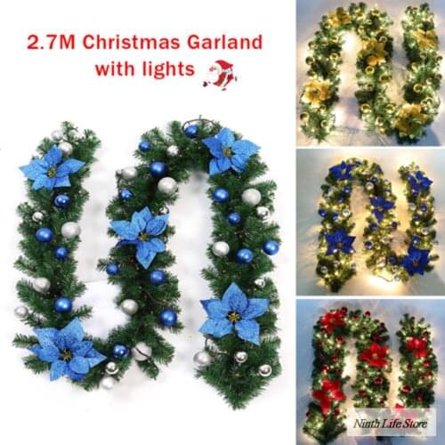 2.7 M Christmas Garland Wreath Artificial Rattan Garland Christmas Home Decor DIY Hanging Weaved Garlands New Year Decoracion