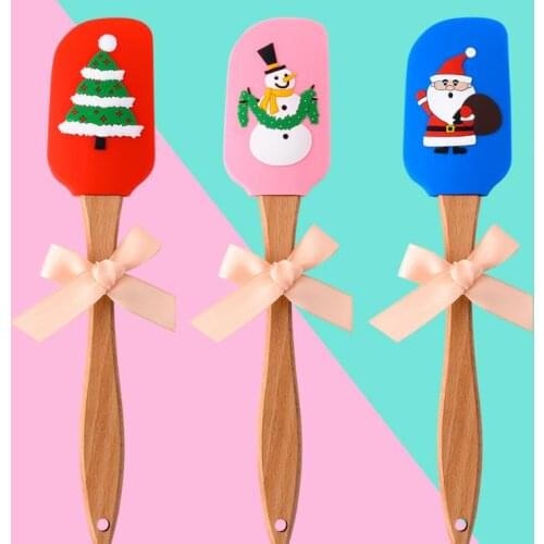 Christmas Food Grade Non Stick Butter Cooking Silicone Spatula Cookie Pastry Scraper Cake Baking Spatula SN3574