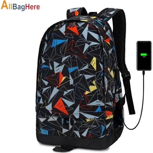 Fashion Sports Mens Laptop Backpack Triangle Geometric Pattern Hiking School Bags For Boys Waterproof Large Capacity Travel Bag