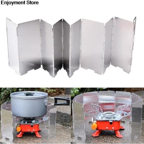 Foldable Gas Stove Windshield 9 Plates Outdoor Camping Cooking Burner Windproof Screen Aluminium Alloy Outdoor Stove Wind Shield