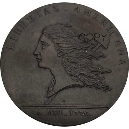 United States 1781 Libertas Americana Medal Red Copper Copy Coin Edge Plain