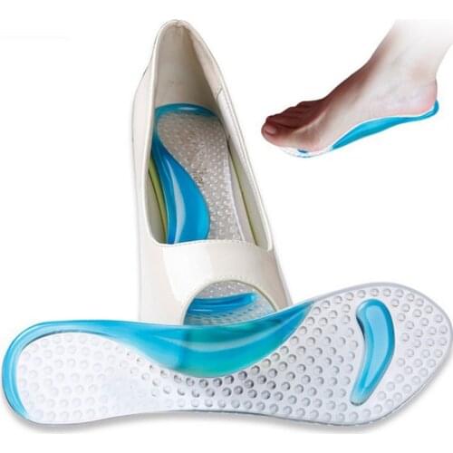 Women Silicone Heels Insoles Foot Arch Pad Thickening Support Anti-Pain Soles Cushion For Hiking Camping Sport