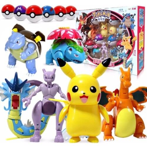 TOMY Pokemon Action Morphing Pokeballs Transformation Toys For Child PIKACHU Charizard Mewtwo Blastoise Venusaur Gyarados Toys