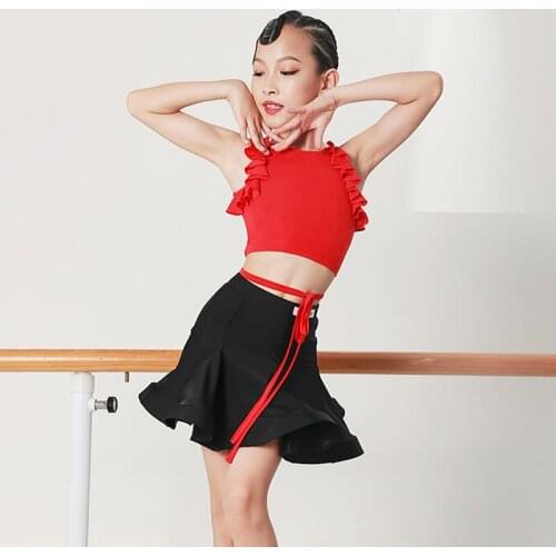 Latin Dance Tops Girl Black Skirt Stage Costume Salsa Dancing Outfit Designer Clothes Tango Dance Suit Rumba Dancewear JL3419