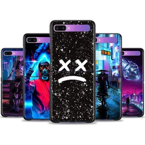 Street Brand Boy Girls Case For Samsung Galaxy Z Flip 6.7" Flip3 5G Black PC Hard Phone Cover Segmented Protect Coque