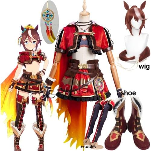 Umamusume:Pretty Derby Tokai Teio Game Suit Lovely Uniform Cosplay Costume Halloween Party Outfit For Women Wig shoe accessories