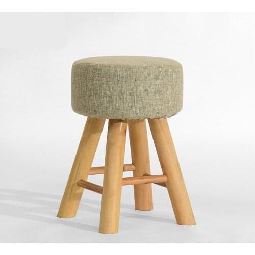 Thickened and Stable Wooden Stool Cloth Seat Washable Multifunction Stool Simple Style Household Dining Stool Dressing Chair