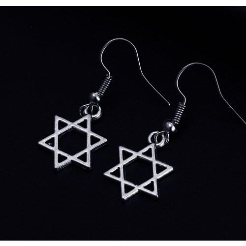 Vintage hexagonal Star Shape Dangle Antique Color Plated Earrings for Women Girl Retro Drop Earrings Cute Earring Jewelry