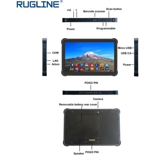 Waterproof Rugged Industrial Tablet 10.1 inch Android with 2D barcode scanner UHF Mobile Computer