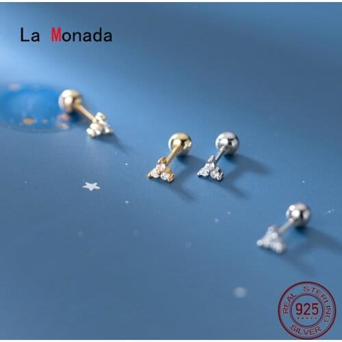 La Monada 925 Sterling Silver Earrings Stud Women Geometry Triangle Stud Earrings For Women Silver 925 Fine In Jewelry EM1505