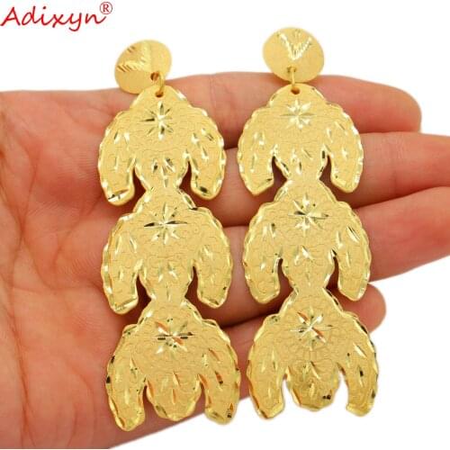 Adixyn Dubai Cute Earrings for Women 24k Gold Color Copper Light Weight Jewelry African India Women Items N01316