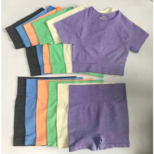 Women Seamless Yoga Suit Workout Wear Gym Clothing Sleeveless Crop Tops Leggings High Waist Fitness Pants Leggings