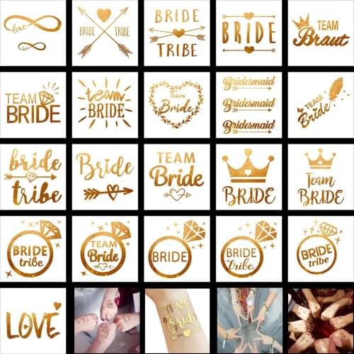 1pc Bacheloratee Party Hen Night Tattoo Sticker Team Bride Bridesmaid Tribe Squad Temporary Tattoo Bride to be Wedding Supplies