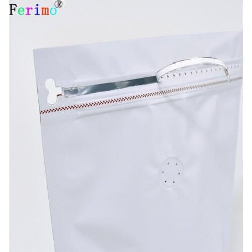 100pcs 13x21cm(5.1x8.2in)White Stand Up Heat Sealing Ziplock Pouches Tear Notch Matte Aluminum Foil Zip Lock Air Valve Bag