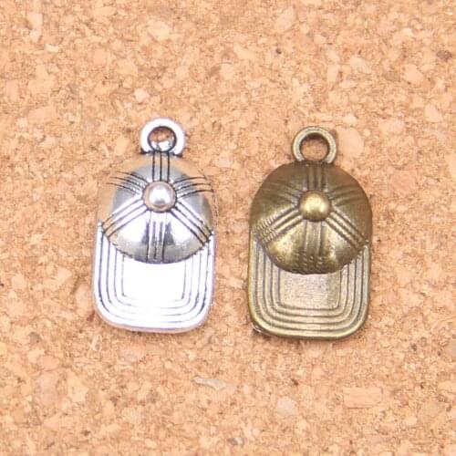 108pcs Charms baseball ball cap hat 20x10mm Antique Pendants,Vintage Tibetan Silver Jewelry,DIY for bracelet necklace