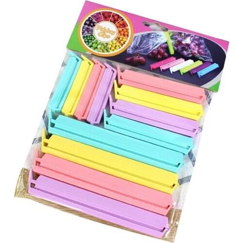 12pcs/set Kitchen Storage Food Snack Seal Sealing Bag Clips Sealer Clamp Plastic Tool Long Sealing Clip Snack Sealing Clip