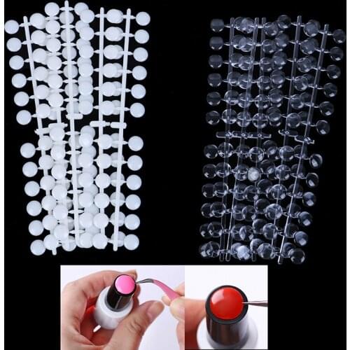 120 Tips Natural Round Nail Tips With Sticker Color Chart Flat Back UV/Gel/Polish For Display Color Card Chart Nails Art Tools