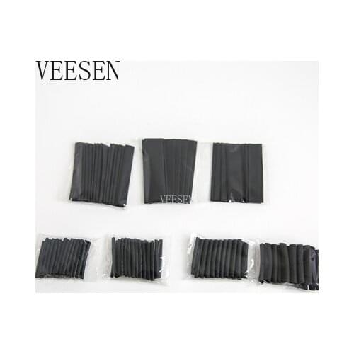 127pcs Heat shrink tube sleeve 2:1 black electronic diy kit Insulation Sleeving Polyolefin Shrinking Assorted Tubing Wire Cable