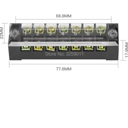 20PCS TB-1507 TB15A7P Suyep 7 Positions Dual Rows 600V 15 A Wire Barrier Block Terminal Strip copper