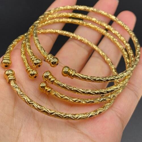 3mm Gold Color Ball Hand Chain Indian Small Bracelet Dubai Bangles for Women Africa Ethiopian Middle East Bride Jewelry Gift