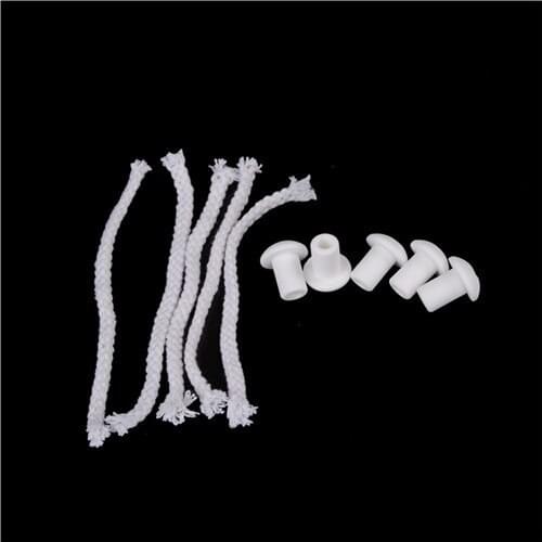 5Pcs Cotton Wick with Ceramic Holders Oil Lamp Kerosene Burner Stove for Wine Bottle Alcohol Cotton Wick