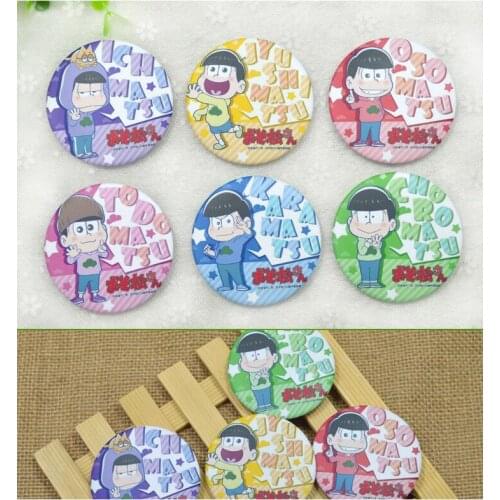 6pcs/set Anime Osomatsu san Jyushimatsu Karamatsu Choromatsu Funny Badge Backpack Brooch Pins Round Badge Anime Fans
