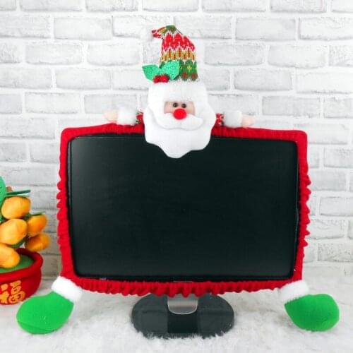 PC Screen Cover Merry Christmas Decoration Santa Claus Elk Snowman computer Ornament New Year Party Home Decor Xmas Photo Prop