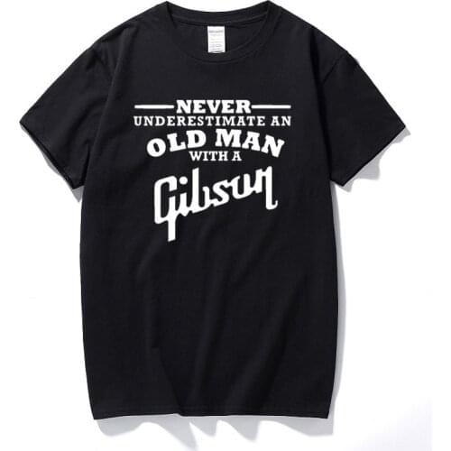 Gibson Guitar Never Underestimate an Old Man Mens T Shirt Top Streetwear Fashion Cotton Short Sleeve T-shirt