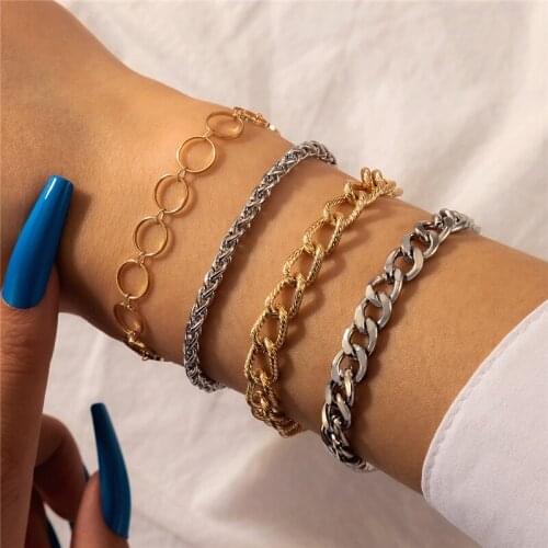 HI MAN 4Pcs/Set Bohemian Mixed Woven Twist Texture Round Bracelet Women Creative All-Match Travel Jewelry Accessories