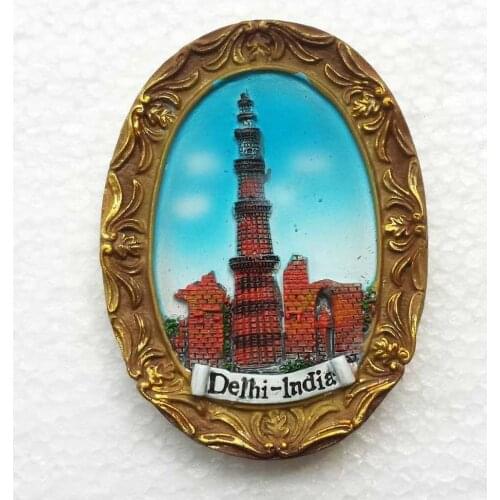 Hot India New Delhi Qutb Minar Fridge Magnets Tourist Souvenirs Resin Handmade Refrigerator Magnetic Stickers Home Decorations