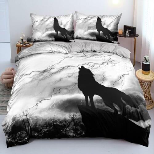 Duvet Cover Sets Wolves Europe Size,USA Size Digital Printing Comforter Covers 3pcs Bed Linen Bedding Set Grey 220x240cm King