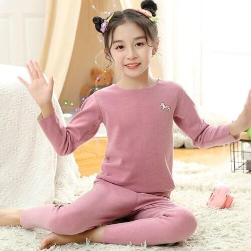 Thermal Underwear Set for Kids Pajamas Baby Boys Sleepwear Toddler Girls Long Sleeved Nightwear New Winter Warm Children Clothes
