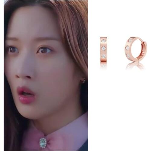 Korean Drama True Beauty Moon Ga Young Same style Fashionable new sweet and lovely Round Earrings Korean high quality Earrings