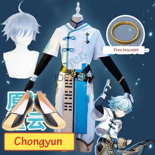 Halloween Costume Anime Game Genshin Impact Chongyun Uniform Outfit Cosplay Costume Chun Yun Party Fancy Dress For Men Women