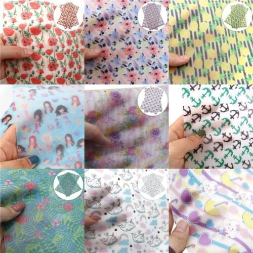 Jelly Faux Leather Sheets Candy Floral Mermaid Printed Synthetic Leather Fabric 20x33cm for DIY Handbags Pouches Materials