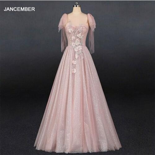 LSDZ43 Simple Elegant Short Sleeve Evening Dress 2021 Zipper With Back A-Line Floor-Lenght Appliques