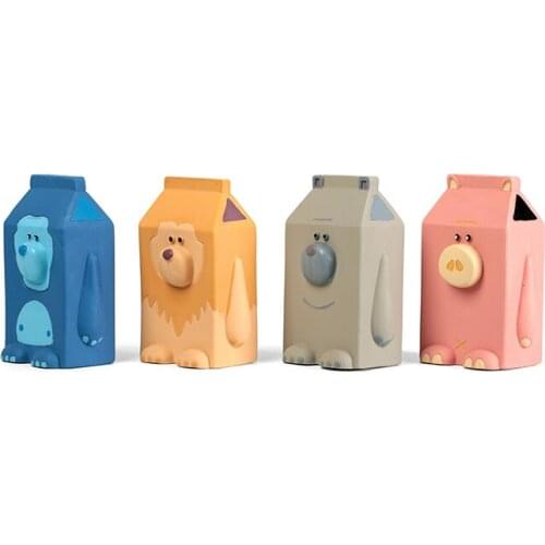 Cute Milk Box Squeaky Dog Toy Gorilla Lion Bear Pig 4 Styles Interactive Toy 8.5cm x 4.5cm x 12.5cm Natural Rubber Dog Supplies