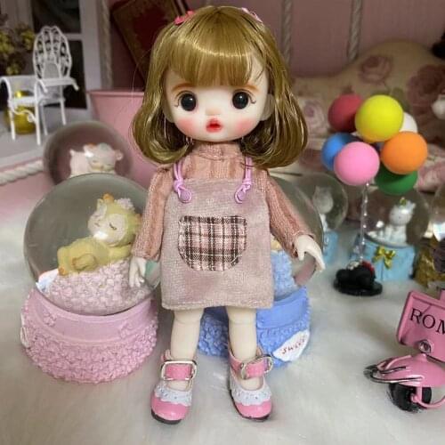 16cm Fashion Mini Wig BJD Doll Movable Joint Girl Dolls 3D Big Eyes Beautiful Cute DIY Toy Doll with Clothes Dress Up Doll