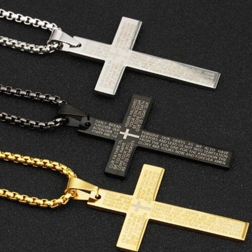 Hot Fashion Stainless Steel Pendant Christian Bible Prayer Cross Pendant Men Necklace Charming Gifts Jewelry