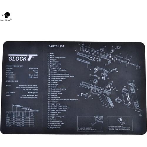 Tactifans Non-Slip Gun Cleaning Mat Bench Rubber Carpet With Diagram Parts And Instructions 1911 P229 P226 P220 Glock S&W B92