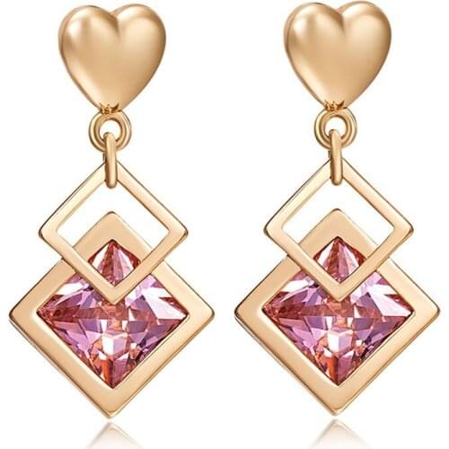 New Stanless Steel Beautiful Zircon Dangle Earrings Simple and stylish Trinkets Zircon Earrings Earrings Women Earrings 2018 New