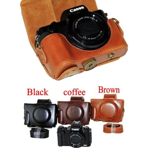 New PU Leather Camera Case Video Bag For Canon PowerShot G5X Digital Camera Bag With Strap
