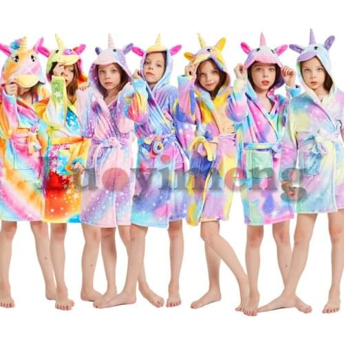 New Winter Big Boys Girls Bath Robe Childrens Clothing Hooded Flannel Pajamas Bathrobes for Teenage Boy Cartoon Towel Nightgown