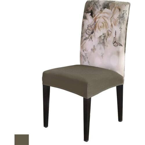 Dining Chair Covers Plant Dream Rose Flower Butterfly Chair Cover Spandex Elastic Chair Cover Hotel Wedding Supplies