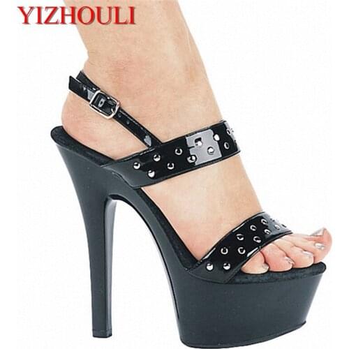 15 cm black super high heels Roman shoes The lacquer that bake sandals club 15 cm photo showing pictures of shoes