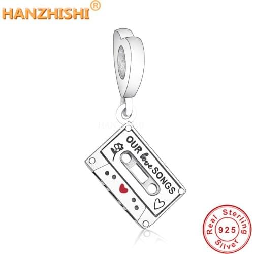 Wholesale Price Fit Original Charm Bracelet Necklace Jewelry Making 925 Sterling Silver Vintage Cassette Dangle Charm Beads